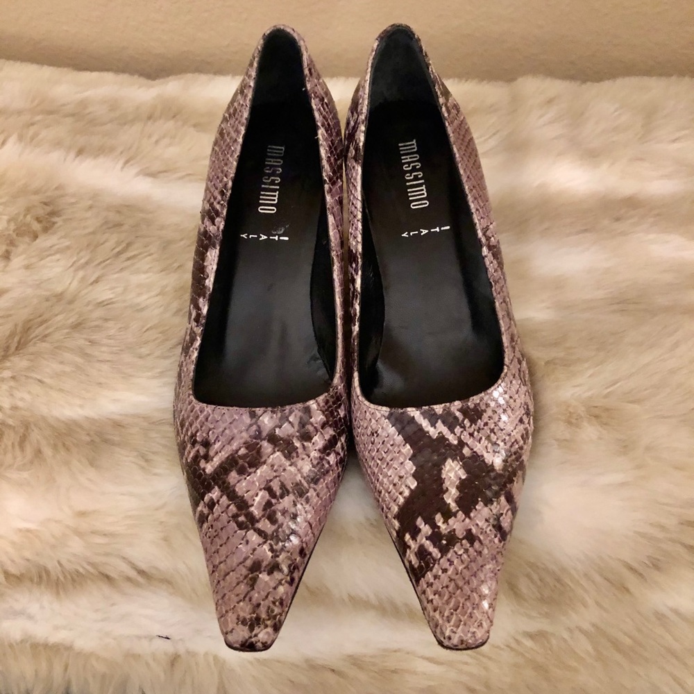 Massimo Italian Snakeskin kitten heel